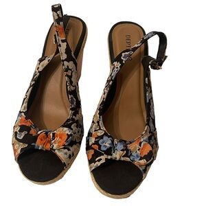 Dept.22 Floral Design Bow Knot Wedge Shoes Size 10